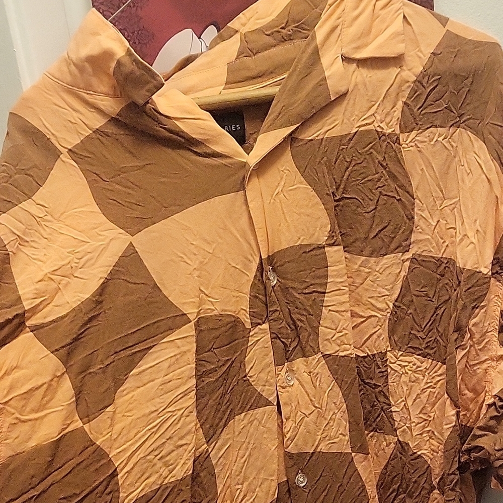 No Boundaries Brown and Tan Casual Button Down Shirt